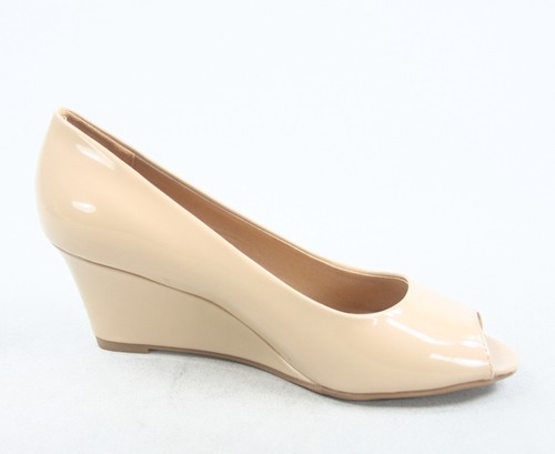 NUOVE scarpe sandali donna brevettate punta aperta tacco basso zeppa taglia 5-10 - Foto 8 di 18
