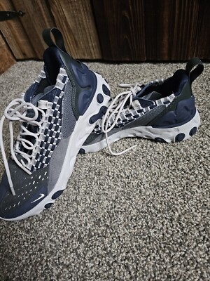 Nike React Sertu Mens 6 Vast Gray Blue Running Shoes Knit Top Leather Sneakers