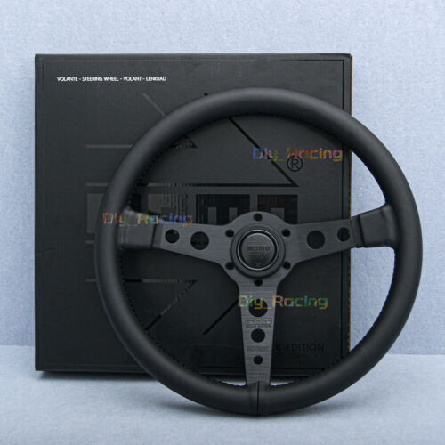 MOMO Prototipo P5 Black Edition 350mm Genuine Leather Sport Steering Wheel - Picture 1 of 23