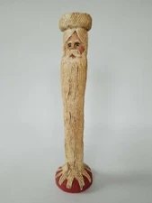 Tall Wood Santa Candlestick 9.25" Wood World Inc Handcrafted Virginia 