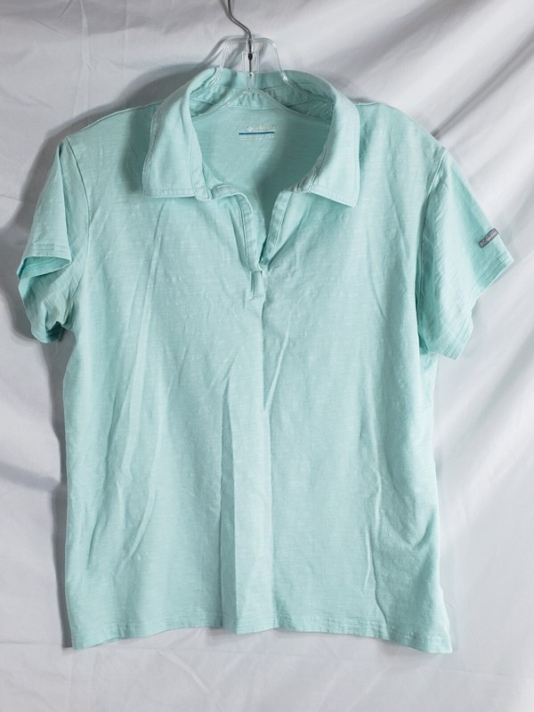 Columbia Women's Short Sleeve Polo Shirt Size Large Mint Green Gently Used