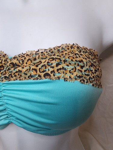 NEW! René Rofé Aqua Animal print Seamless Strapless Bralette Tube Top Bra - Picture 2 of 4