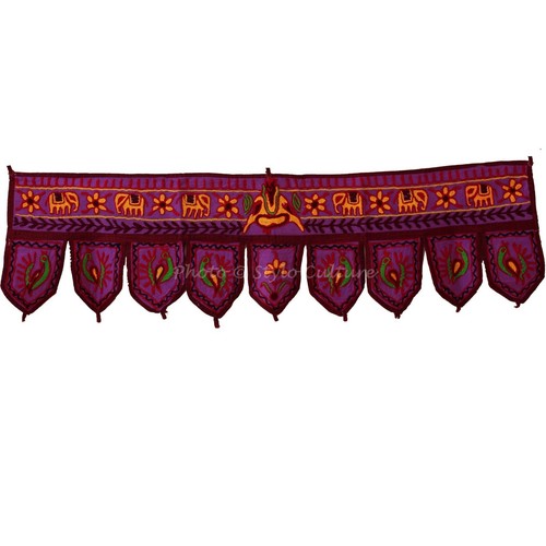 36" Cotton Handmade Door Hanging Toran Vintage Embroidered Patchwork Topper - Picture 29 of 54