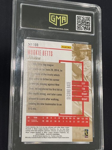 Mookie Betts 2014 Panini Classics Rookie #169 GMA Gem Mint 10 No Reserve! - 第 3/3 張圖片