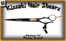 Kissaki 7.0" Gokatana DOUBLE SWIVEL Black W Hair Cutting Scissors Salon Shears