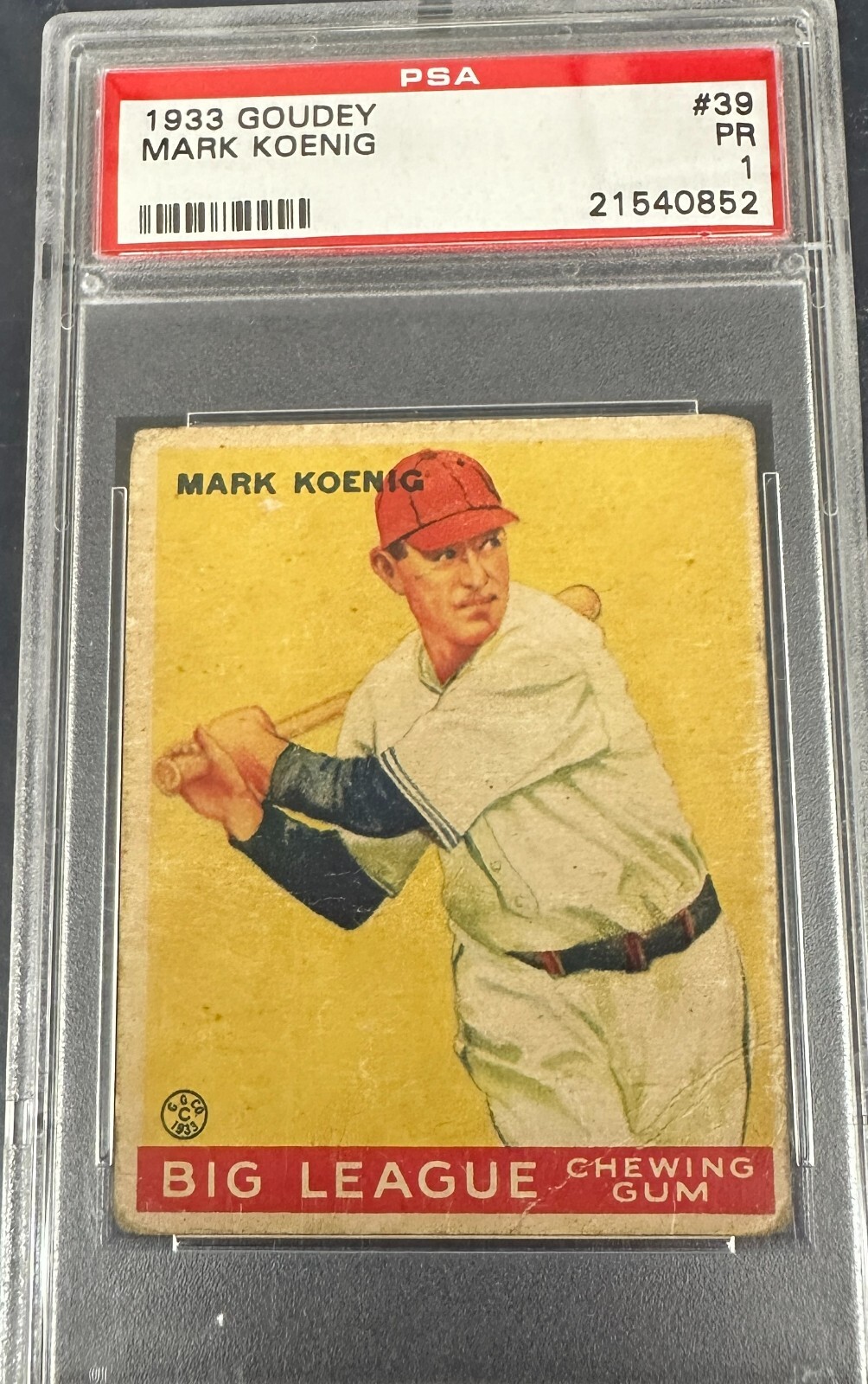 1933 Goudey #39 Mark Koenig PSA 1 Nicer; Set Break