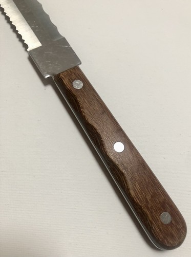 Regent Vtg Centurion Miracle Worker SS Japan Serrated Knife 9.75" Dbl Blade Wood - Picture 4 of 21