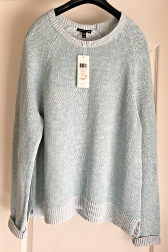 Eileen Fisher Blue Ivy Crew Neck Organic/ Linen Cotton Ladies Sweater Size: L - Picture 2 of 7