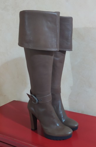Stivali con plateau KATE tg. 38 Pelle Marrone MADE IN ITALY NUOVO - Foto 5 di 12