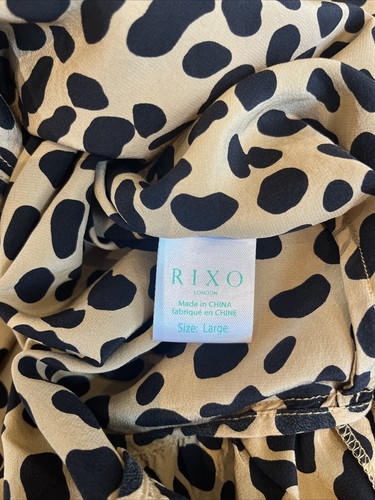 RIXO Gracie Midi Wrap Silk Skirt Spot Leopard Size Large - Picture 6 of 7