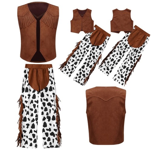 Kids Cowgirl Cowboy Vest And Pants Western Cowboy Jacket And Pants Halloween - Picture 5 of 25