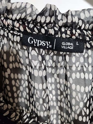 Gypsy Brand Womens Sheer SilkBlack/Orange Top From Nordstrom NWOT Originally $69 - Picture 2 of 8