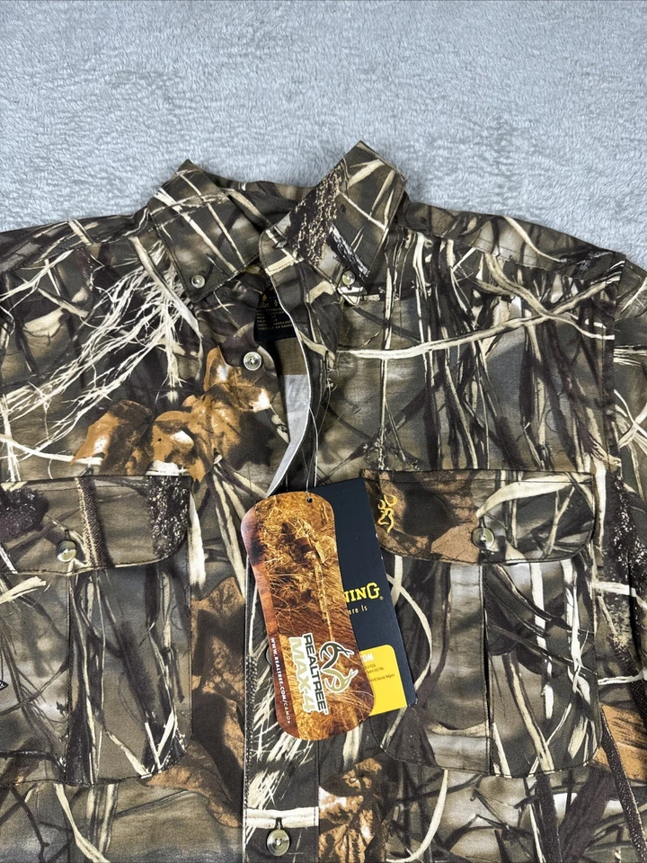 Browning Wasatch Long Sleeve Button Up Advantage Max 4 HD Camo Shirt Size S NEW - Image 3 of 4