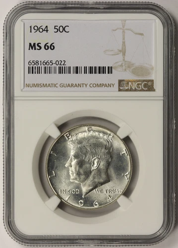 1964 Kennedy Silver Half Dollar 50C MS 66 NGC