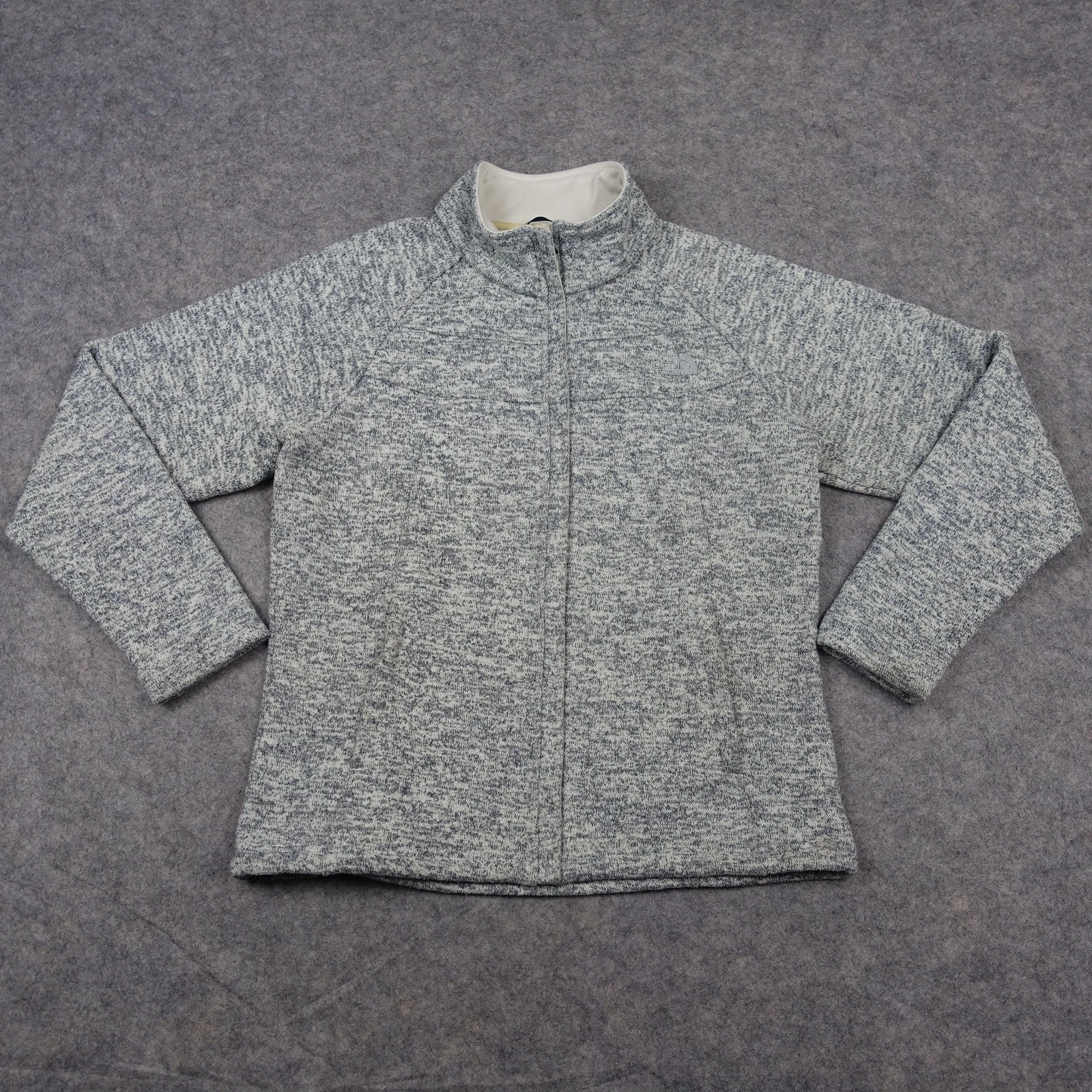 north-face full zip heathered fleece jacket