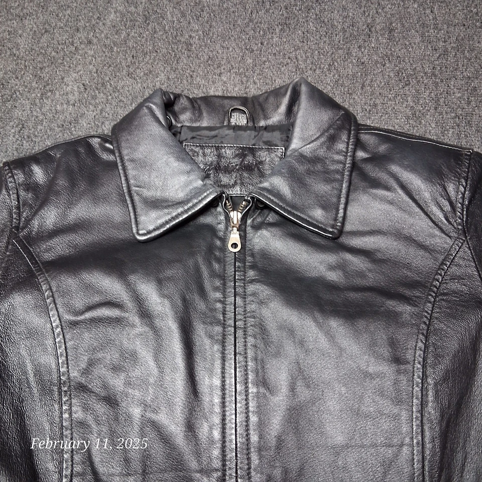 Jacqueline Ferrar Soft Leather Belted Jacket Women Size Medium Black - Image 2 of 4