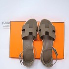 38 HERMES SANTORINI SANDAL ORAN H SANDALS EPSOM LEATHER Etoupe