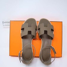 38 HERMES SANTORINI SANDAL ORAN H SANDALS EPSOM LEATHER Etoupe