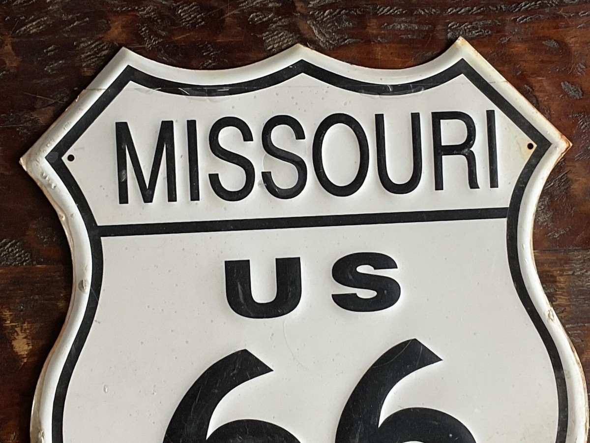 Vintage US ROUTE 66 MISSOURI Metal Highway Gas Oil Road Shield