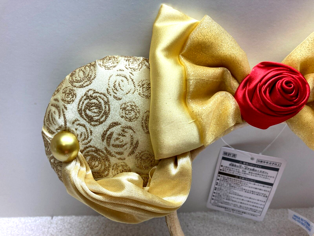 Tokyo Disney ? Ears Gold w Red rose, themed for Belle bedazzled in shiny gold. Belle Tokyo Disney Ears | TikTok main image 4