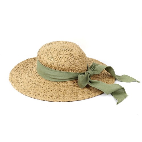 Sombrero para el sol para mujer ala ancha paja natural con salvia o arco azul verano jardín lujo - Imagen 5 de 6