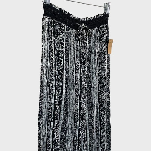Mudd Floral Paradise Pant Black & White Women's Medium High-Waisted Wide-Leg New - Picture 5 of 10