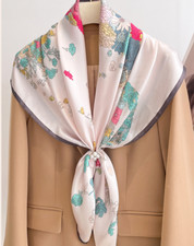 100 Silk 35"Square Scarf Women Neckerchief Wrap Kerchief Bandana Rose War Horse