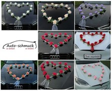 ORGANZA HERZ Auto Schmuck Braut Paar Rose Deko Dekoration hochzeit autoschmuck