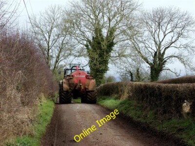 Photo 6x4 Tractor and slurry spreader, Kilcootry Blackfort Not much room  c2013