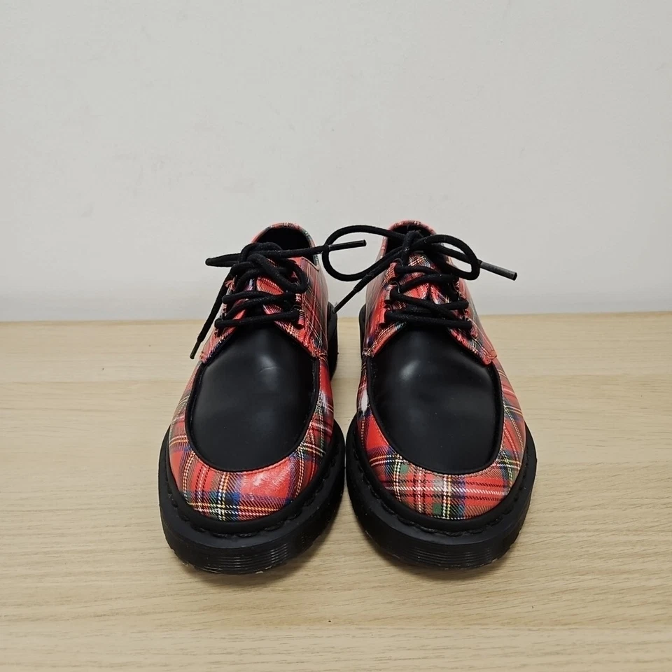 Dr Martens Ramsey River Red Plaid Tartan Leather Creepers Chunky Quad Shoes Uk 4 - Image 2 of 4
