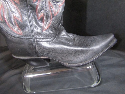 VINTAGE HARLEY DAVIDSON WOMEN'S CHARCOAL LEATHER COWBOY BOOTS SZ 8M SEWN DESIGN - Picture 12 of 24