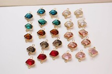 10p Irregular Crystal Charm Connectors,Cubic Zirconia Trapezoid Gemstone Pendant