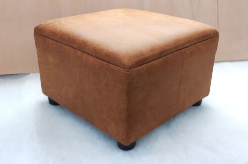 Footstool / Brand new / Distressed Tan Aged Look / Faux Leather. - Picture 7 of 10
