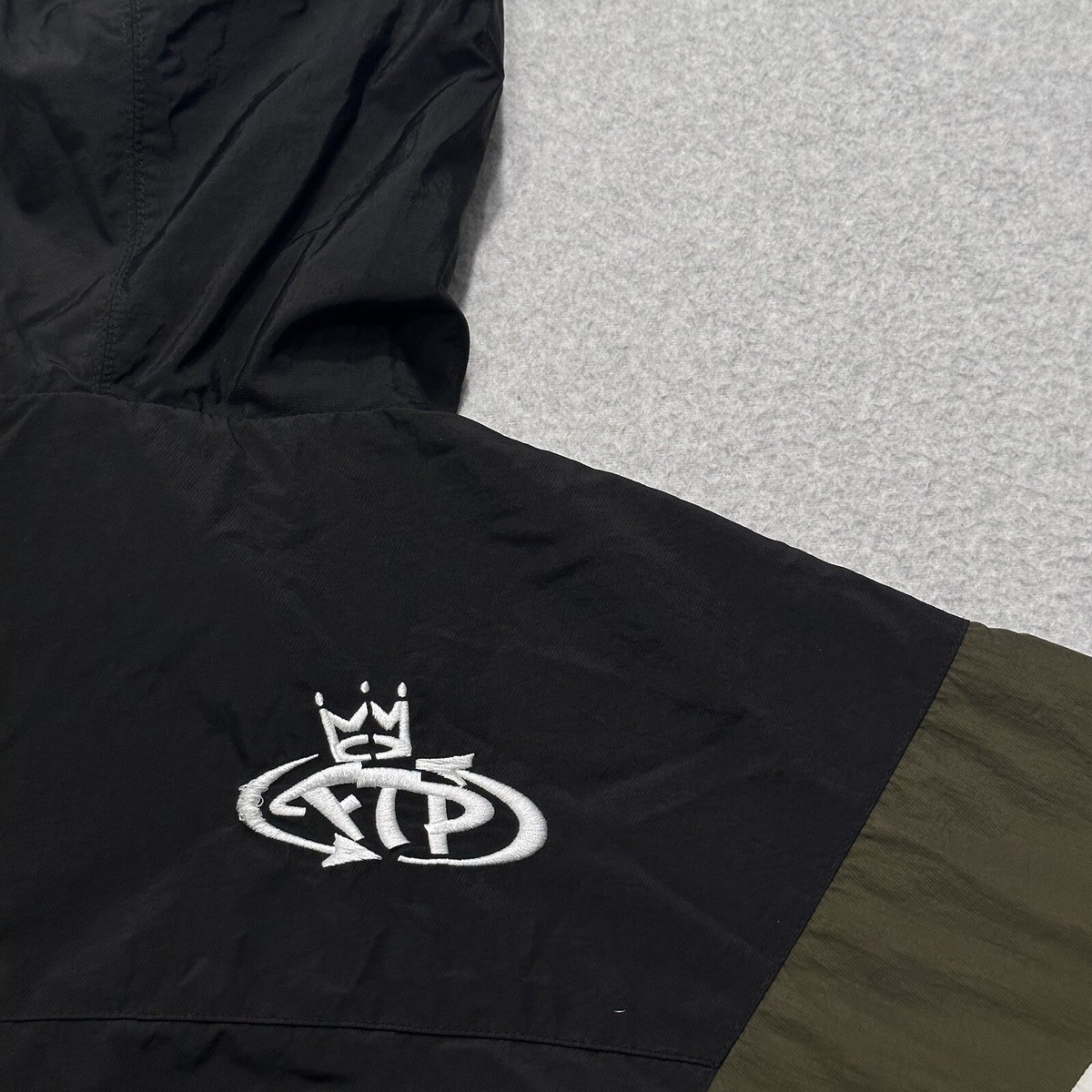 FTP Men's Black Nation Nylon Pullover Hooded Track Jacket