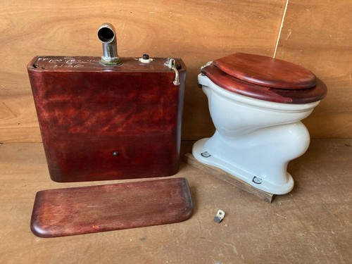 Antique White Victorian Porcelain L Wolff Yazoo Toilet Bowl Oak Tank 504-23E - Picture 21 of 21