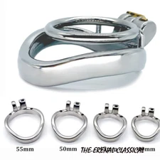 Stainless Steel Male Chastity Device Small Double Rings Lock Cage Restraint