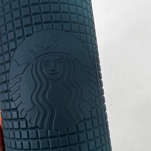 Starbucks 2023 Spring Prussian Blue Soft Touch Grid Venti Tumbler with Straw 24 - Picture 3 of 6