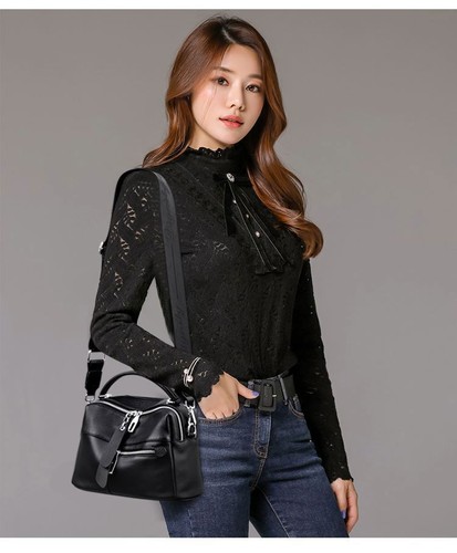 Bag for Women Genuine Leather Shoulder Purses Multi-Pocket Cowhide Female Bag - Picture 11 of 24