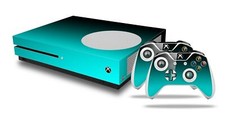 Skin XBOX One S Console Controller Smooth Fades Neon Teal Black