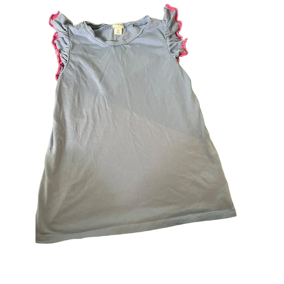 Crewcuts Factory Light Blue Sleeveless Top with Pink Trim, Size 14 - Image 3 of 4