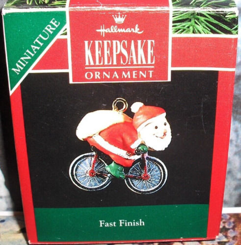 Fast Finish`1992`Miniature-San ta On Bike Makes A Fast Finish,Hallmark Ornament