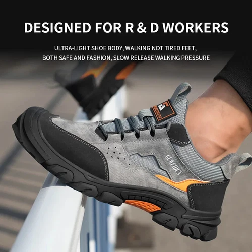 Breathable Men's Work Shoes Steel Toe Anti Smash Safety Boots Fashion Sneakers - Picture 3 of 24