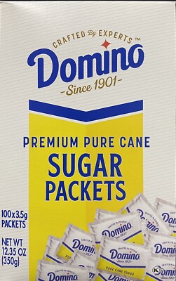 DOMINO Premium Pure Cane Sugar 100 Count Packets 12.35 oz Box