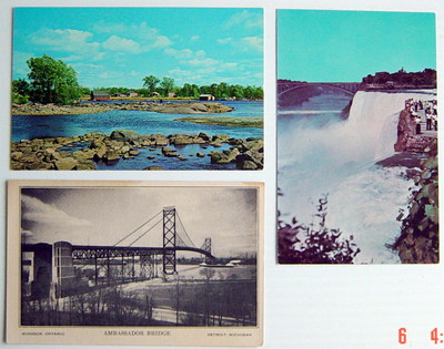 LOT OF 3 VINTAGE ONTARIO, PORT SEVERN, NIAGARA FALLS, AMBASSADOR BRIDGE