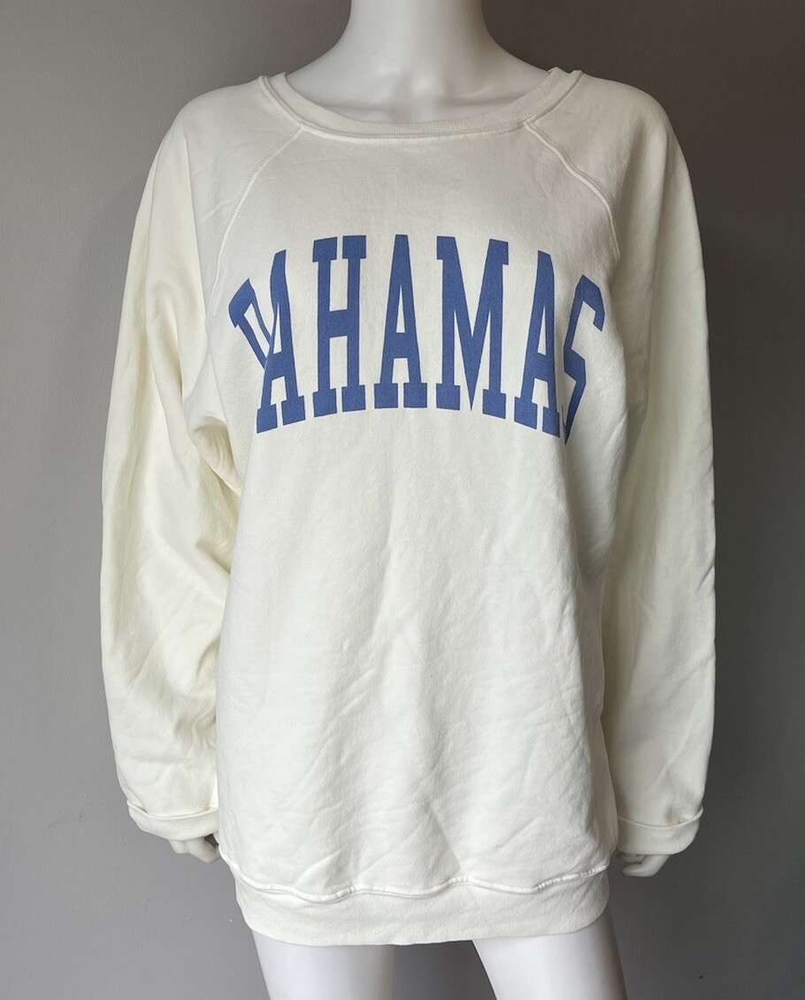 Free People Retro Brand X-Large BAHAMAS” Ivory Crewneck Sweatshirt