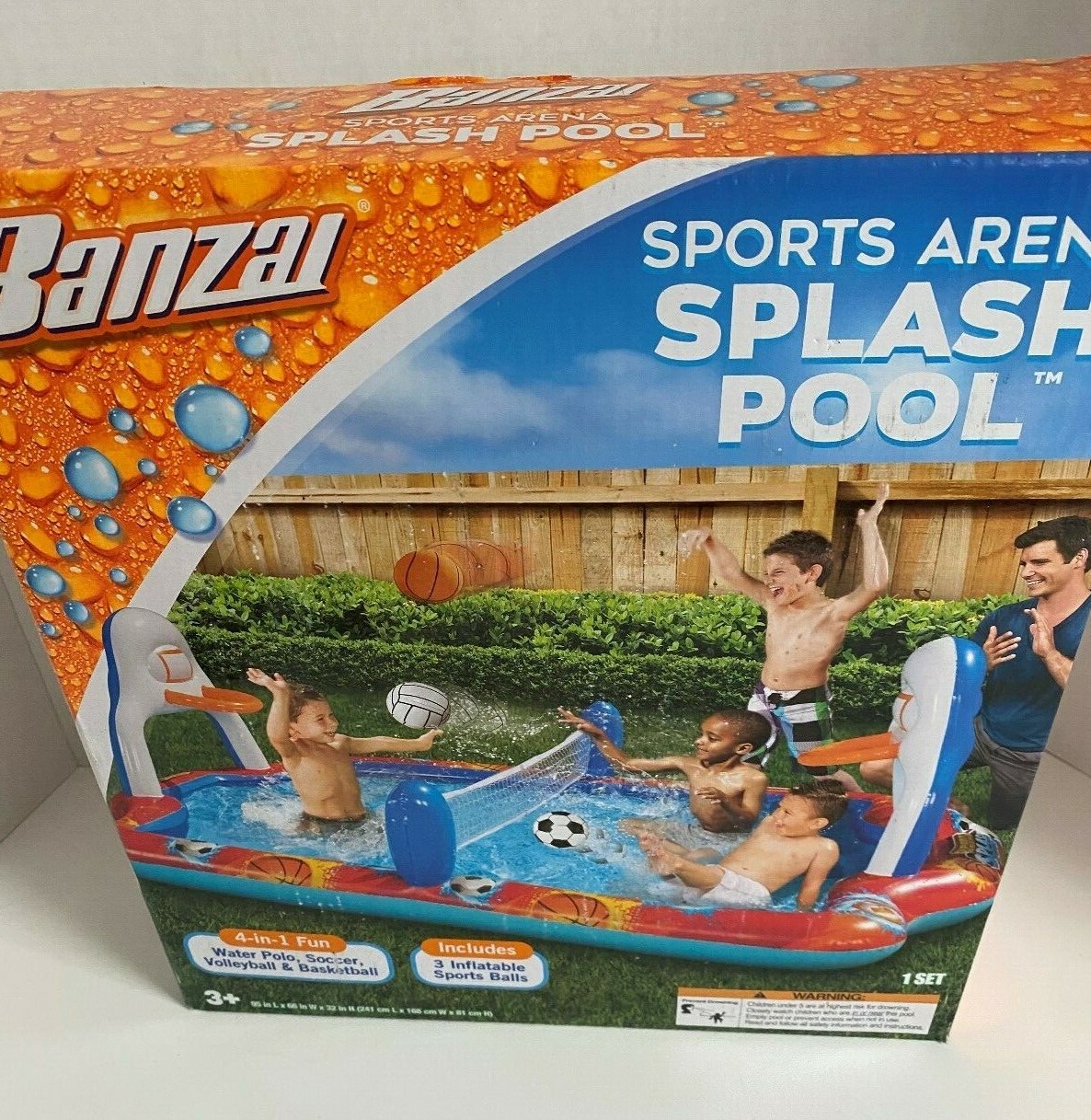 NEW☀️Banzai Kiddie Pool Water Sports Arena Activity Splash Pool Volleyball Net☀️
