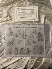 PINOCCHIO 1939 ORIGINAL STUDIO MODEL SHEET certificate Gideon WALT DISNEY COA