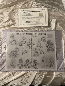 PINOCCHIO 1939 ORIGINAL STUDIO MODEL SHEET certificate Gideon WALT DISNEY COA