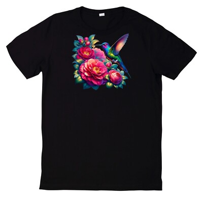Colourful Hummingbird Floral Print T-Shirt