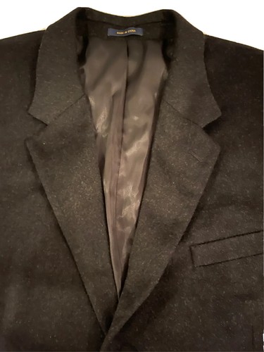 Club Room Blazer Sport Coat Jacket Men’s 46R Wool Silk Cashmere Charcoal Lined - Picture 2 of 8